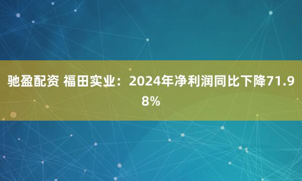 驰盈配资 福田实业：2024年净利润同比下降71.98%
