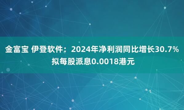 金富宝 伊登软件：2024年净利润同比增长30.7% 拟每股派息0.0018港元